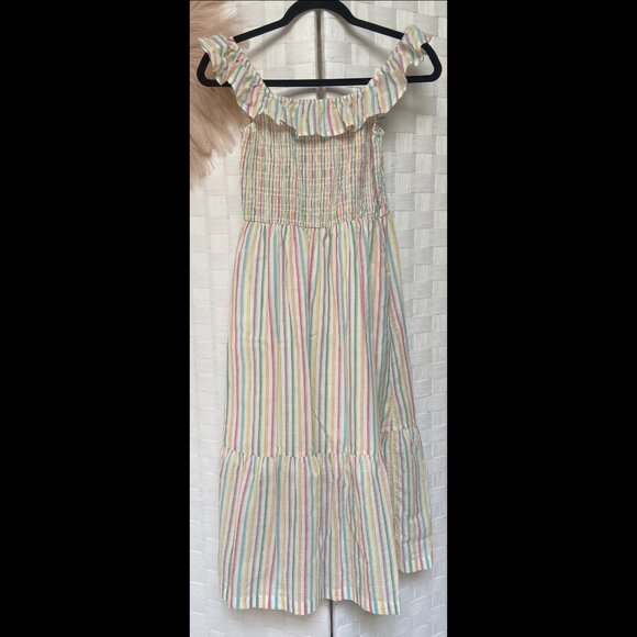 GAP 100% Cotton Ruffle Striped Dress Size S - Picture 1 of 3